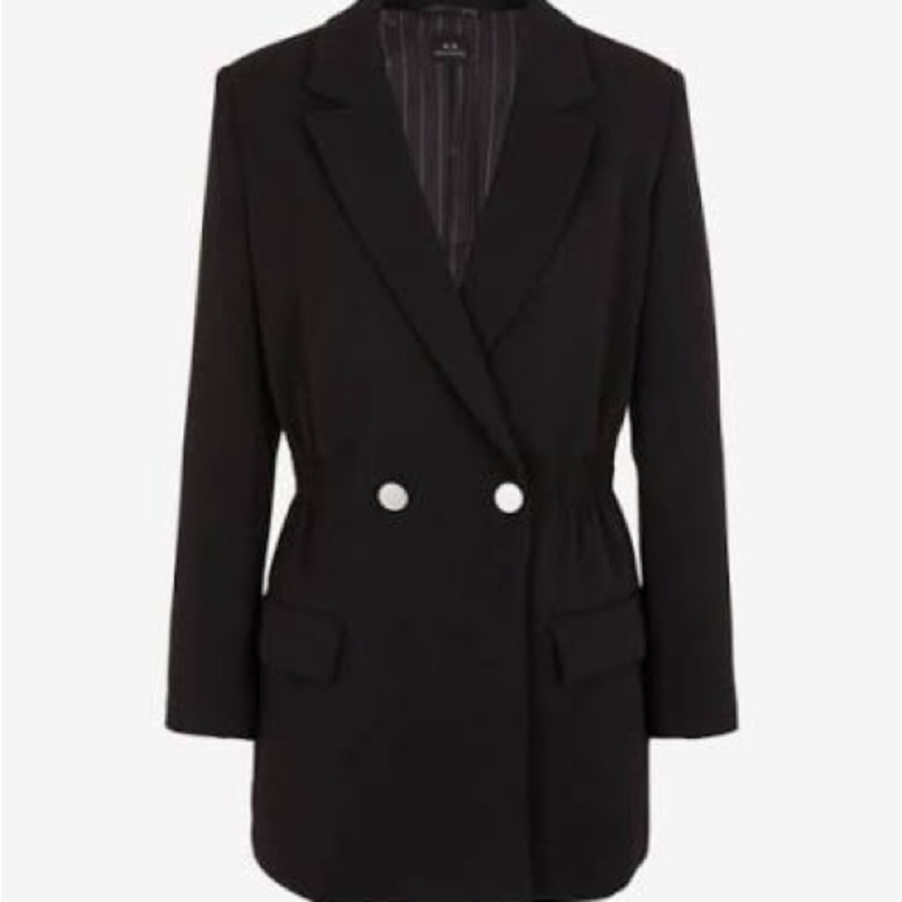 Armani Exchange Black Double-Breasted Blazer